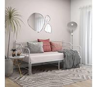 HaoChrymec Sofá Cama Plegable, Estructura de Metal Blanco con Barandillas de Seguridad, Cama Individual Multifuncional, Ideal para Salón o Dormitorio de Invitados, Color Blanco, 90x200 cm