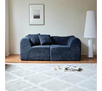 HaoChrymec Sofá de 2 Plazas de Terciopelo con Cojines, Diseño Compacto y Compresión Suave, Loveseat Moderno, Sofá Pequeño, para Salón Oficina Apartamento, Azul, 193x87x67cm