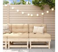 HaoChrymec Sofá de Jardín (2 Piezas), Madera Maciza de Pino, Diseño de Listones y Estructura Robust, Cómodo y Modular, Conjunto Jardin Exterior, Sillones Jardin Exterior,Color Natural, 61x60.5x62 cm