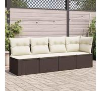 HaoChrymec Sofá de Jardín 4 Plazas, Conjunto de Exterior con Cojines, Ratán Sintético Resistente, Diseño Modular, Sillones Jardín Exterior para Terraza y Patio, Color Marrón, 227 x 62 x 69 cm
