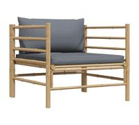 HaoChrymec Sofá de Jardín de Bambú con Cojines, Diseño Modular y Cómodo, Conjunto Jardín Exterior, Sillones Jardín Exterior, Ideal para Terrazas y Patios, Color Gris Oscuro, 74x70x60 cm