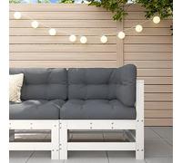 HaoChrymec Sofá Esquinero Exterior, Madera Maciza de Pino con Cojines, Diseño Modular y Estructura Robustecida, Sofás Exteriores de Jardín, Outdoor Furniture,Color Blanco, 63.5x63.5x60 cm