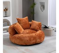 HaoChrymec Sofá Lazy de Chenille, Sillón Puf Alto Respaldo, Asiento Reposapiés, con 3 Cojines, para Adultos y Niños, Interior y Exterior, Silla Gaming Individual, Naranja, 108x108x52cm