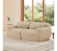 HaoChrymec Sofá Modular 2 Plazas de Plush, Diseño Sin Marco, Combinación Versátil, Asiento Acolchado 32D, Sillón con Reposapiés, para Salón y Dormitorio, Khaki Claro, 204x104x73cm