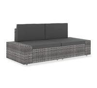 HaoChrymec Sofá Modular de 2 Plazas, Ratán Sintético Resistente, Estructura de Acero, Cómodo y Modular, Conjunto Jardín Exterior, Sillones Jardín Exterior, Color Gris/Antracita, 78.5x65.5x52 cm