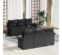 HaoChrymec sofá Modular de jardín, poliratán Negro, 7 Piezas, 58.6kg | Estructura modular, mesa de cristal, acero con recubrimiento en polvo
