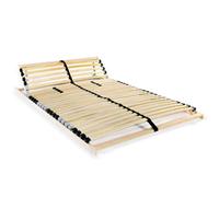 HaoChrymec Somier de Madera de Haya, 28 Láminas 7 Zonas de Soporte, Cabecero Ajustable, Base Cama para Camas Matrimoniales y Juveniles, Color Natural, 140x200 cm