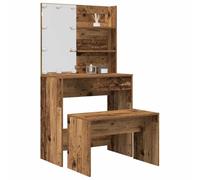 HaoChrymec Tocador con Luces LED, Madera de Ingeniería, Vanity de Maquillaje, Tocador de Maquillaje con Luz, Dressing Table, para Dormitorio, Color Madera Recuperada, 74.5 x 40 x 141 cm