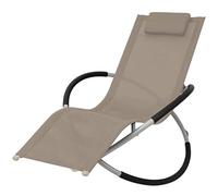 HaoChrymec Tumbona Exterior Plegable, Silla de Playa con Estructura de Acero Galvanizado y Tejido Textilene, Resistente al Agua y UV, Diseño Geométrico Moderno,Gris Topo/Marrón, 144 x 74 x 85 cm