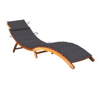 HaoChrymec Tumbona Plegable de Exterior con Cojín, Madera de Acacia Maciza, Diseño Ergonómico, Reposacabezas Integrado, Resistente a la Intemperie, Playa,Antracita, 184 x 55 x 64 cm