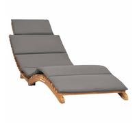HaoChrymec Tumbona Plegable de Exterior, Silla de Playa con Cojín Gris, Madera de Teca Natural, Diseño Ergonómico y Compacto, para Jardín, Piscina o Terraza, Color Gris y Marrón, 175 x 50 x 55 cm