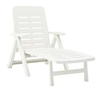 HaoChrymec Tumbona Plegable, Material Plástico Resistente, Resalto Ajustable y Portátil, para Jardín, Terraza, Playa o Piscina, Color Blanco, Dimensiones 72 x 189 x 96 cm (Desplegado)