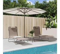 HaoChrymec Tumbonas Plegables de Exterior, 2 Unidades, Acero y Textileno, Reclinables y Portátiles, para Jardín, Playa o Piscina, Color Marrón, 186 x 54.5 x 87 cm