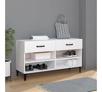 HaoChrymec Zapatero Blanco, Mueble Organizador con 2 Cajones y 4 Estantes, Ideal para Zapateros Entrada, Mueble Zapatero Recibidor, Material de Madera Industrializada, 102x35x55 cm