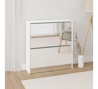 HaoChrymec Zapatero con Espejo, 2 Compartimentos Abatibles, Diseño Moderno, Zapateros Entrada Recibidor, Shoe Cabinet, Blanco Brillante, 63x17x67 cm