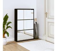 HaoChrymec Zapatero con Espejo, 3 Niveles, Diseño Moderno, Zapatero Entrada Recibidor, Shoe Cabinet, Negro, 63x17x102.5 cm