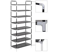 HaoChrymec Zapatero de 8 Estantes, Metal y Tela No Tejida, Organizador de Entrada, Shoe Rack, Estantería Zapatos, Color Negro, 60 x 29.5 x 134 cm