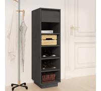 HaoChrymec Zapatero de Madera Maciza de Pino, Organizador de 5 Compartimentos y Cajón, Zapatero Entrada, Shoe Rack, Color Gris, 30x34x105 cm