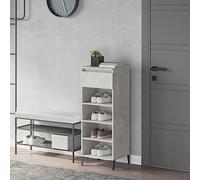 HaoChrymec Zapatero Gris Hormigón, Madera Compuesta y Metal, Diseño Compacto con 3 Estantes y Cajón, Zapatero Entrada, Shoe Rack, Ideal para Almacenaje, 40 x 36 x 105 cm