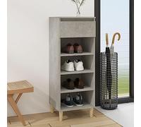 HaoChrymec Zapatero Gris Hormigón, Madera Industrializada, Diseño Compacto con 4 Compartimentos y Cajón, Zapateros Entrada Recibidor, Mueble Zapatero, Ideal para Almacenaje, 40 x 36 x 105 cm