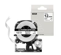 HAOCNC Cinta de Raso de 12 mm Compatible con Suministros de Impresora SFR12RZ SFR12PK SFR12ZK SFR12PZ SFR12SZ(Black on White)