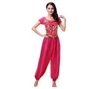 Haodasi Disfraz de danza del vientre para mujer, camiseta de baile + pantalones de farol profesionales, carnaval, bailarín, traje