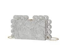 HAODEE Moda tendencia mármol círculo noche bolso bandolera mujer bolso de hombro bolso de teléfono móvil, Silver, 23x5.3x13.5cm