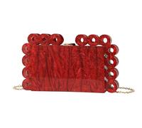 HAODEE Moda tendencia mármol círculo noche bolso bandolera mujer bolso de hombro bolso de teléfono móvil, Red, 23x5.3x13.5cm