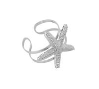 Haodream Pulsera minimalista inspirada en la costa con conchas y estrellas de mar, ajuste cómodo para todos los días o trajes de vacaciones, brazalete abierto ajustable para mujer, talla única, como