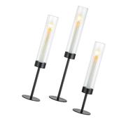 Haodream Triple Alto Lanzallamas Rural Metal Con Sombrillas De Vidrio Gale Áspero Interior Decoración Evento. Cuatrocientos Propietarios De Vela Defensores De Llamas