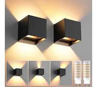 HaoDrisk 2 Piezas Aplique Pared Interior/Exterior Con Ángulo de Haz Ajustable, Bombilla LED G9 Reemplazable, 3000K Blanco Cálido 9W, IP65 Impermeable - Negro