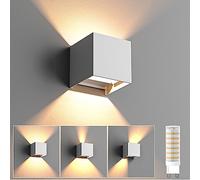 HaoDrisk Aplique Pared Interior y Exterior LED G9 Reemplazable, Lámpara de Pared de Aluminio Moderna Blanco Cálido 3000K IP65 Ángulo Ajustable