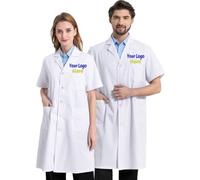 haoduanduan Abrigo de laboratorio científico personalizado con nombre bordado personalizado y diseño de bordado de método científico para hombres y mujeres, Manga corta., S(95-106LB)