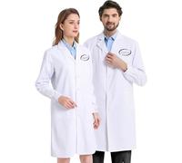 haoduanduan Bata de laboratorio profesional bordada personalizada con mangas largas, uniforme médico blanco para hombres y mujeres, Blanco (banda elástica), XXL(171-187LB)