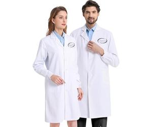 haoduanduan Bata de laboratorio profesional bordada personalizada con mangas largas, uniforme médico blanco para hombres y mujeres, Blanco (banda elástica), XXL(171-187LB)