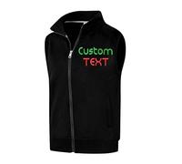haoduanduan Chaleco bordado personalizado con logotipo de la empresa, personalizado con tu propio texto, chaqueta de forro polar cálida para hombre y mujer, abrigo informal de moda, Negro, XXL Corto