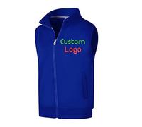 haoduanduan Chaleco de forro polar bordado personalizado para hombres y mujeres, añade tu texto y logotipo, chaqueta sin mangas con cremallera bordada para el mejor regalo para papá y mamá, azul, 4XL