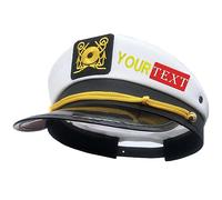 haoduanduan Gorra de marinero con texto bordado personalizado y nombre de capitán de yate, gorra de mar ajustable, accesorio de disfraz azul marino para fiesta
