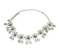 HAODUOO Belleza bohemia cabeza borla cintura cadena Europa y los Estados Unidos viento étnico Metal hueco flor cinturón Accesorios