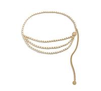 HAODUOO Body Chain Waist, Waist Belt Chains for Women Multilayer Chain Flower Tassel Belly Chain for Women Waist Belts(Gold White)