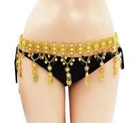 HAODUOO Bohemian Ethnic Gold Metal Waist Chains Long Tassel Sequins Belly Belt Dance Waist Body Chain Beach Jewelry