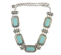 HAODUOO Cadenas de cintura de vientre de piedra azul rectangular Vintage for mujer vestido de baile cinturón cuerpo cadena fiesta