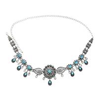 HAODUOO Cadenas de cristal for el vientre for mujer, cadena de cinturón de baile de cintura de flor Sexy bohemio, regalo de cuerpo Tribal turco(Blue)