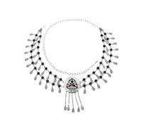 HAODUOO Cadenas for el vientre for mujer, cristal bohemio, flor, baile, cintura, cuerpo, cadena, fiesta de playa de verano gitana(White-fruit Peach5)