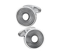 HAODUOO Classic Round Metal Cufflinks for Mens French Shirt High Polishing Black Cuff Links Business