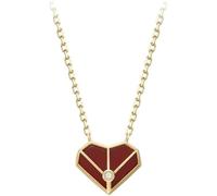 HAODUOO Collares Collar de plata esterlina Pequeño corazón rojo Collar de amor, Collar de clavícula de lujo ligero for damas, Collar colgante Collar de regalo