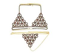 HAODUOO Crystal Bikini Set Sexy Body Jewelry Thong Bra Panties for Women Underwear Rhinestone Lumbar Nightclub DJ Shine