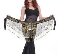 HAODUOO Dancer 150 Coin Four Point Star Waist Chain Belly Dance Waistband Tassel Belt Hip Scarf