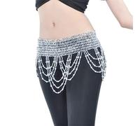 HAODUOO Dancer Belly Dance Waist Chain Belt Dance Accessories Accessories Elastic Waist Belt Round Beads Waist Chain