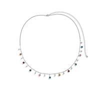 HAODUOO Decor Waist Chain, Metal Waist Chain Belt Flower Cubic Zirconia Belly Chain for Women Sexy Belts(Silver)